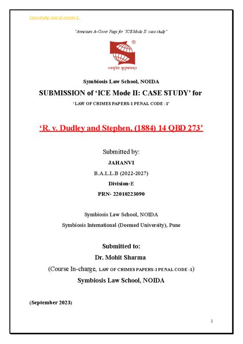 Case study by Jahanvi bamnia IPC - “Annexure A–Cover Page for ‘ICE Mode ...