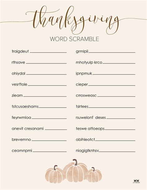 Thanksgiving Word Scrambles - 10 FREE Printables | Printabulls