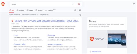 Image result for Brave Search Features