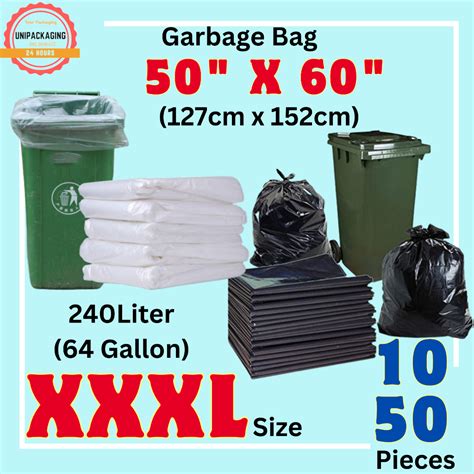 PLAIN / BLACK HD BAG 50"X60" Garbage Bag Jumbo Size / Industrial Bin ...