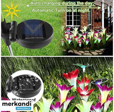 2 Piece Waterproof Outdoor Solar Powered Lily Flower Garden Lights, 7 ...