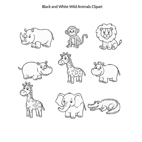 Clipart Animals Black And White
