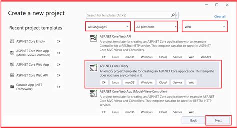 Rezultat imagine pentru Asp.net Web Application .Net Framework Visual Studio 2019