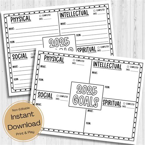 INSTANT DOWNLOAD - 2025 Goals Worksheet Printable - Yearly Goals ...