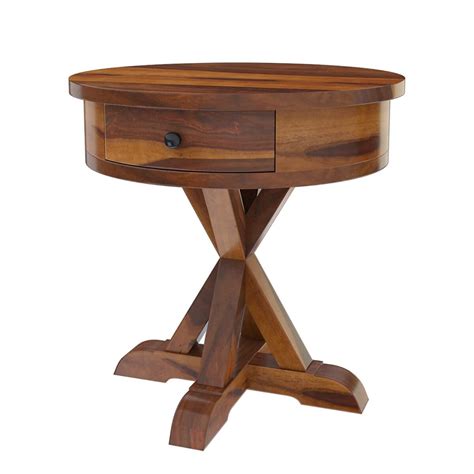 Sheesham Wood Bedside End Table with Drawer in Natural Finish – Buy ...