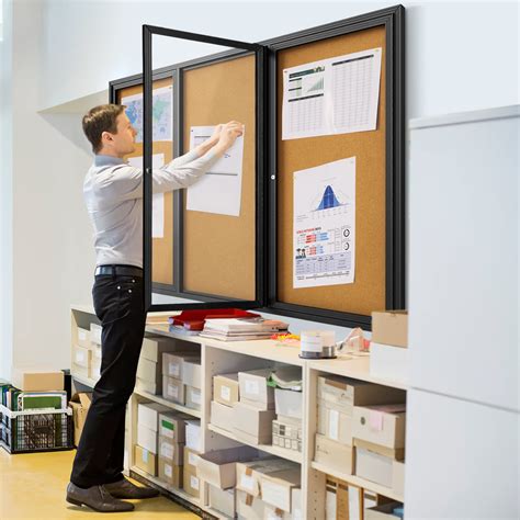 INNOVART Enclosed Bulletin Board 72''x48'', Lockable Cork Noticeboard ...