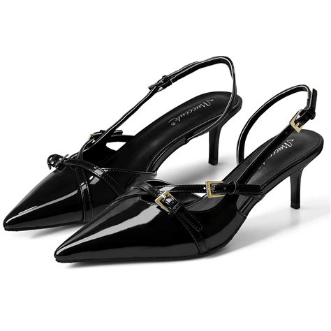 MUCCCUTE Kitten Heels for Women Pointed Toe Slingback Low Heels with ...