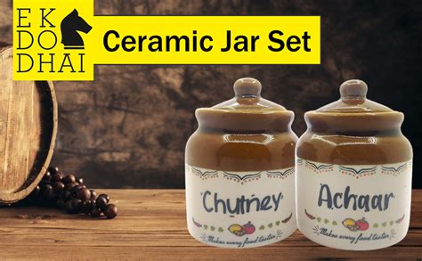 Buy EK DO DHAI (DEVICE) Ceramic Pickle Jar Set|Convenient For Dining ...