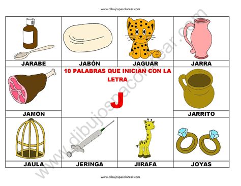 10 palabras u objetos que inician con la letra J