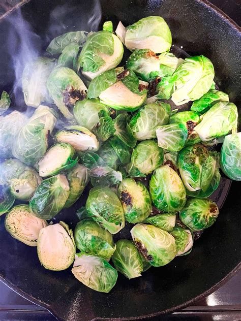 4 Ingredient Cast Iron Skillet Brussel Sprouts - Eats by April
