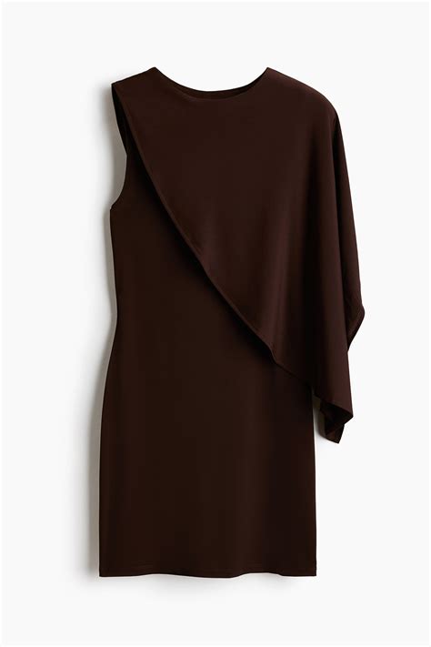 Cape-detail mini dress - Dark brown - Ladies | H&M IN