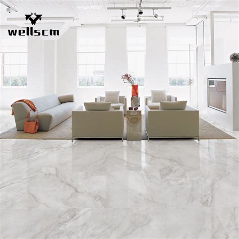 Living Room Ceramic Tiles 24X24 White Tiles and Marble Look Porcelain ...