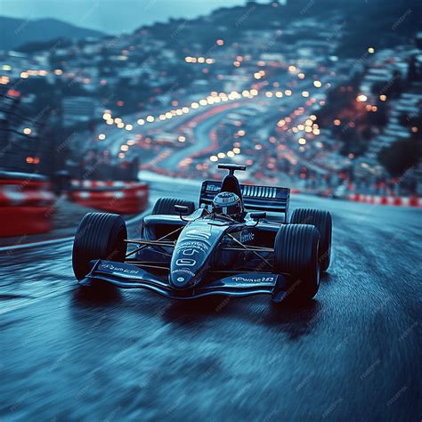 Blue f1 car speeding through tight corners on a race circuit | Premium ...