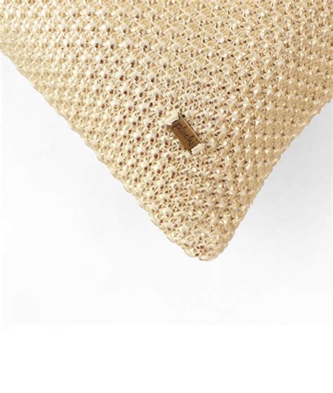 Moss Knit Foil Print Cotton Knitted Decorative Natural & Gold Color 16 ...