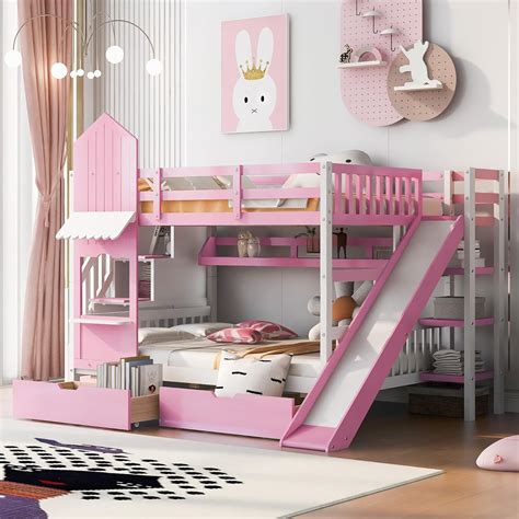 Bellemave Kids Bunk Bed with Stairs and Slide, Wood Full Over India | Ubuy
