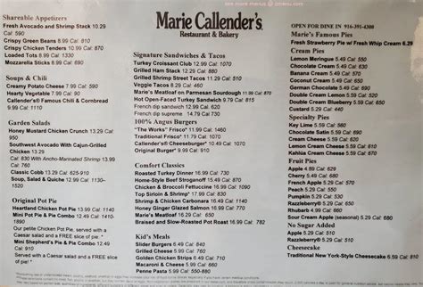 Online Menu of Marie Callender's Restaurant, Sacramento, California ...