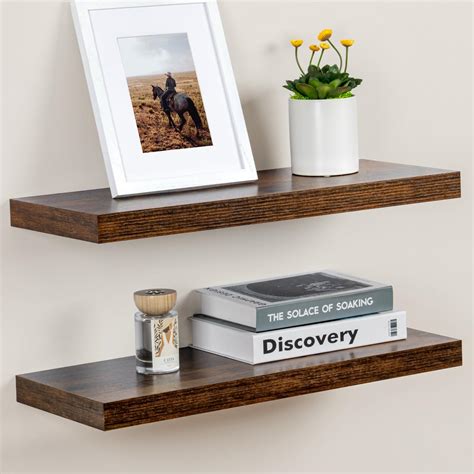 Floating Shelves for Wall, Large Floating Shelf 24" x 9", Rustic Brown ...