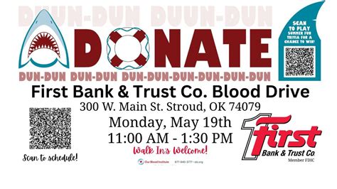 FBTC Stroud Banking Center Blood Drive, 300 West Main St Stroud OK ...