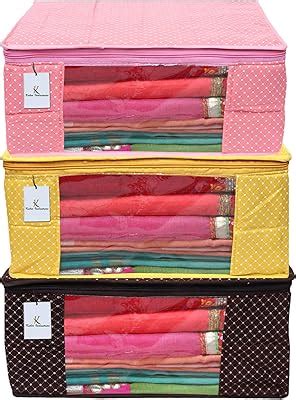 Kuber Industries Polka Dots 3 Piece Cotton 3 Layered Quilted Saree ...