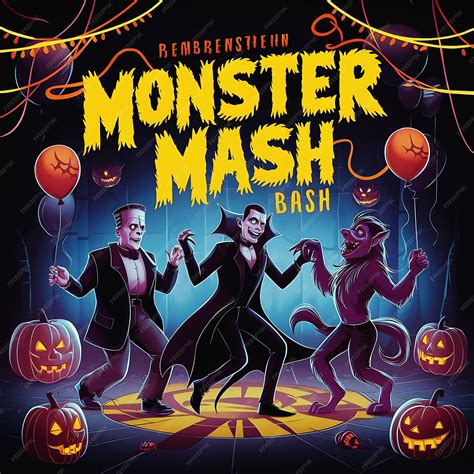 Monster Mash Bash Classic Halloween Monsters Frankenstein Dracula ...