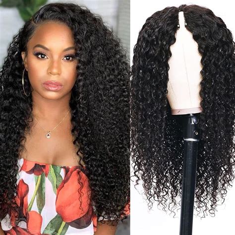 Buy Curly V Part Wig Human Hair No Leave Out Curly Wigs For Black Women ...