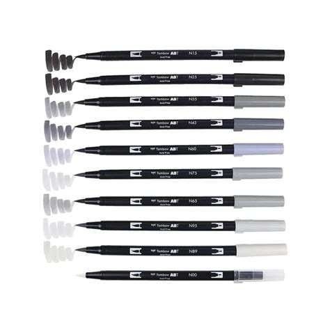 Tombow ABT Dual Brush Pen set of 10, GRAYSCALE – Bansal Stationers