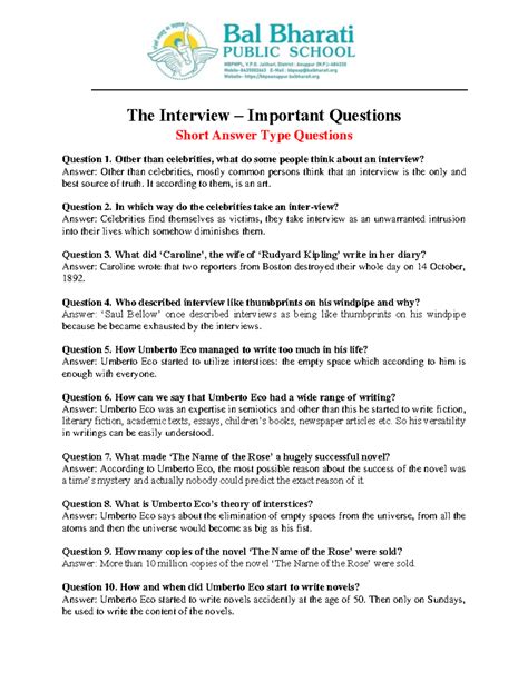 12. The Interview (Imp. Q) - The Interview – Important Questions Short ...