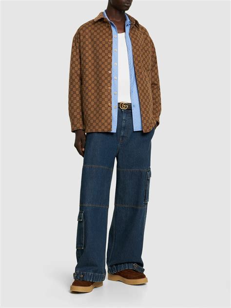 GUCCI - Brushed Gg Wool Flannel Jacket Gucci