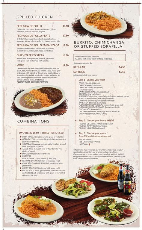 Menu - El Cielo Mexican Restaurant