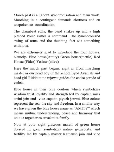 Image result for March Past Anchoring Script