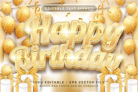 Happy birthday 3d text effect and editable text effect with ribbon and ...