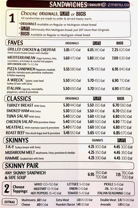Potbelly Menu Printable