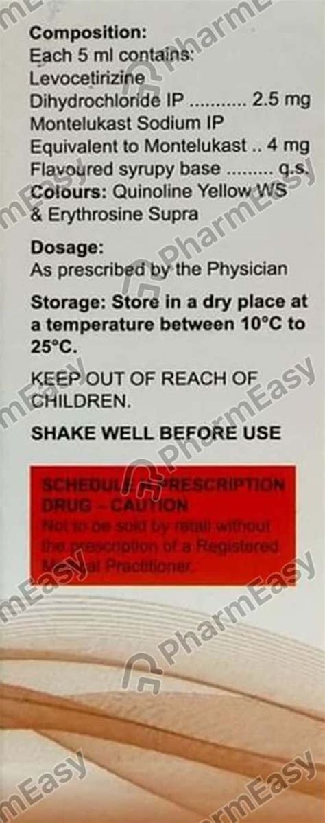 Spiromont L Kid Syrup 60ml: Uses, Side Effects, Price & Dosage | PharmEasy