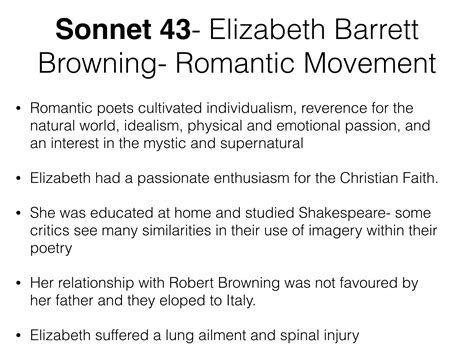 Sonnet 43- Context | Romantic poets, Idealism, Sonnets