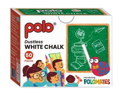 Dust less White Chalk - 50 pieces - Polo Colours
