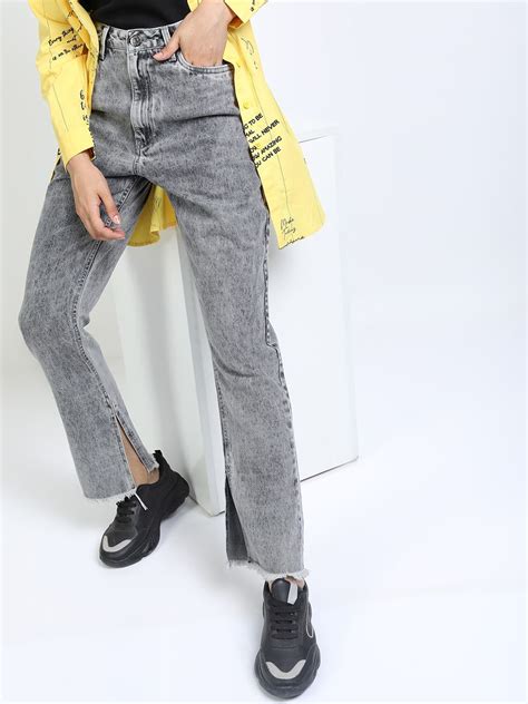Tokyo Talkies Women Grey Flared Heavy Fade Jeans - Price History