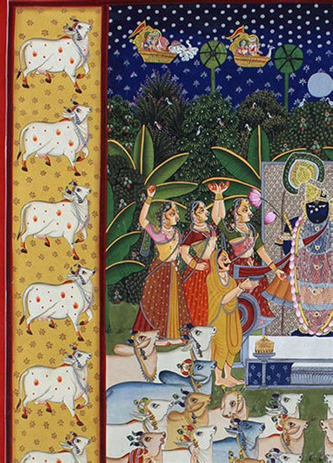 Buy Indian Beautiful Shrinath Ji With Cows Traditional Painting Art ...