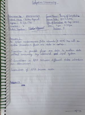 Theory of computation - Lecture notes 1-7 - BCS 303 THEORY OF ...