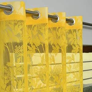 Buy DECOROLOGY Heavy Net Door Grommet Curtains 7Ft Set Of 2 | Linen ...