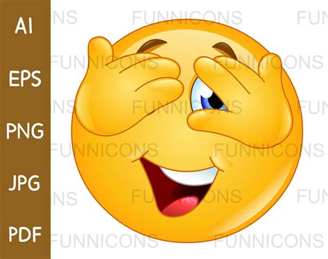 Happy Emoji Covering Eyes and Peeking, Surprise, Vector stock clipart.