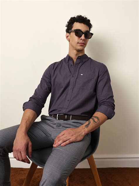 Shop Purple Solid Regular Fit Casual Shirt Online. Explore our wide ...