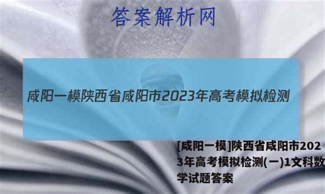 [咸阳一模]陕西省咸阳市2023年高考模拟检测(一)1文科数学试题答案 - 答案城