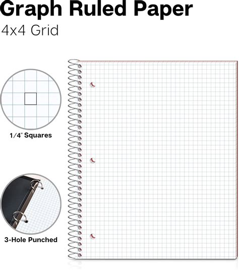 TRAHOO-Graph Paper Notebook 8.5 x 11 (Red) Plastic Cover, 100 Sheets ...