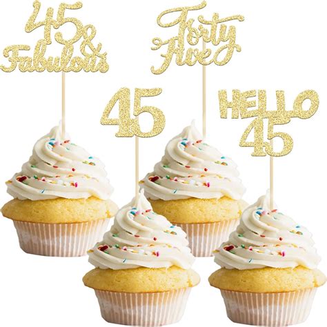 Gyufise 24Pcs Gold Glitter Birthday Cupcake Toppers - India | Ubuy