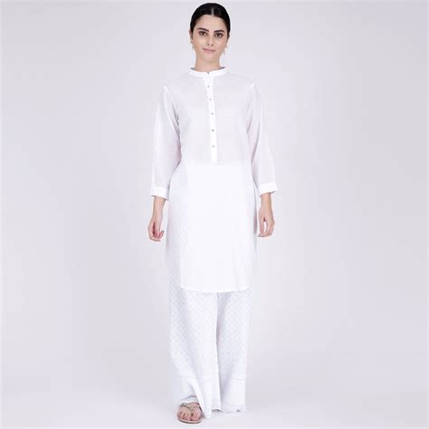 White Nehru Collar Kurta and Embroidered Pants Set – First Resort by ...