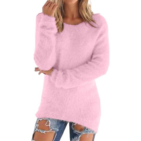 DondPO Fluffy Sweater Women's Fashionable Long Sleeve Pullovers Loose ...