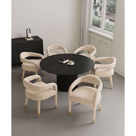 Manhattan Comfort 7-Piece Hathaway 59.05 Round Dining Set in Black with ...