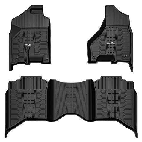 3W Floor Mats Fit for 2013-2018 Dodge Ram 1500/2500/3500 Crew Cab, 2019 ...
