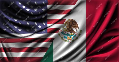 Premium Vector | Flags of the United States and Mexico are fluttering ...