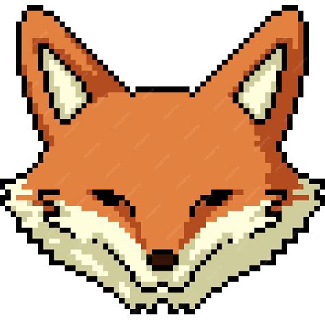 Premium Vector | Pixel art of fox face front